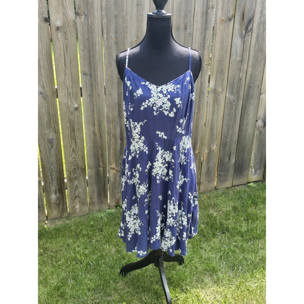 Blue OLD NAVY baby doll dress w/ blossoms SLEEVELESS Size L Y2K, Summer,